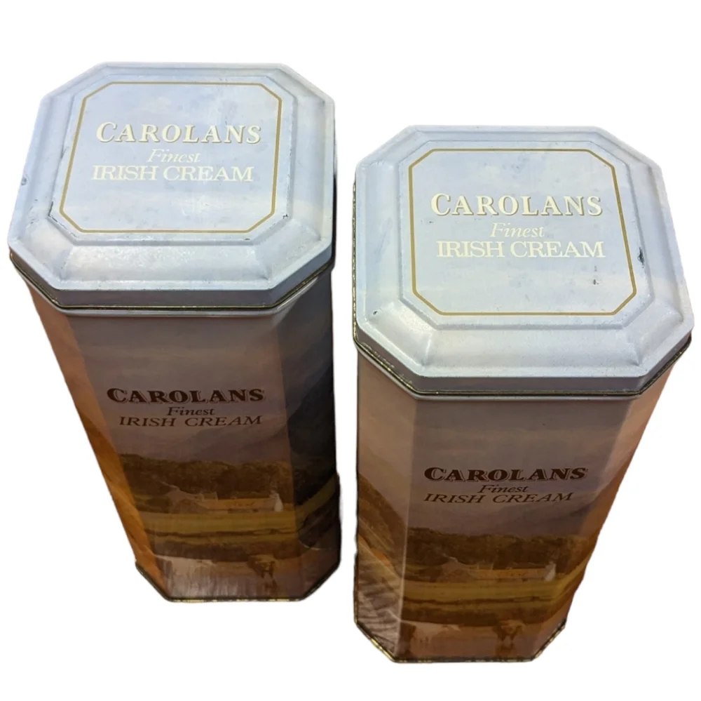 Vintage Carolans Finest Irish Cream Ireland Valley Collectible Metal Tins